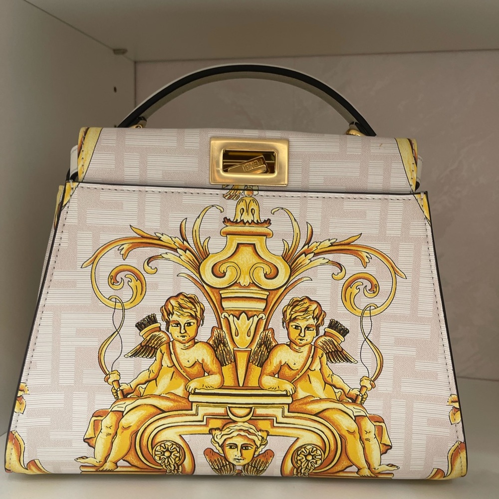 Fendi X Versace Fendace Peekaboo Bag Printed Zucca Baroque Leather Mini